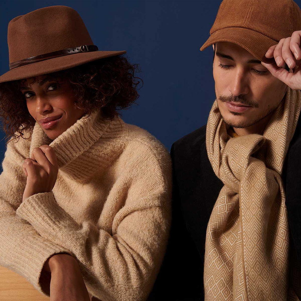 Casquette en velours camel