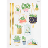 Wall sticker Golden shelves and small plants